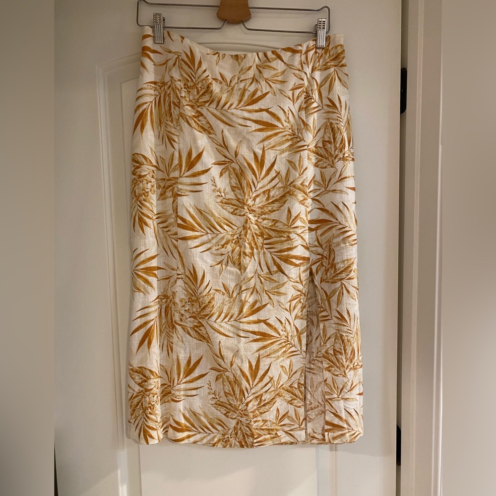 Lost & Wander Linen Blend Midi Skirt Tropical Print - Picture 2 of 14